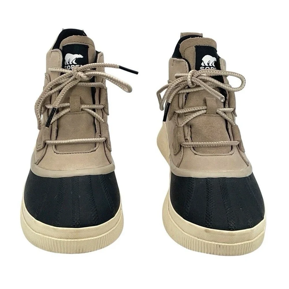 Sorel Out N About IV Waterproof Duck Boots Womens 7.5 Beige Black Lace Up - Picture 3 of 7